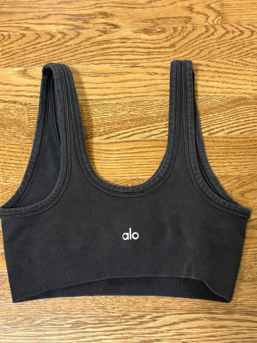 Alo Yoga Center Stage Bra Black Vintage Wash Size XS/S